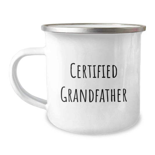 Funny Grandfather Camping Mug, Gifts from Grandpa, Graduation Unique Gifts for Grandfather, 'Certified Grandfather' Quote, 12 oz Stainless Steel - Image 1