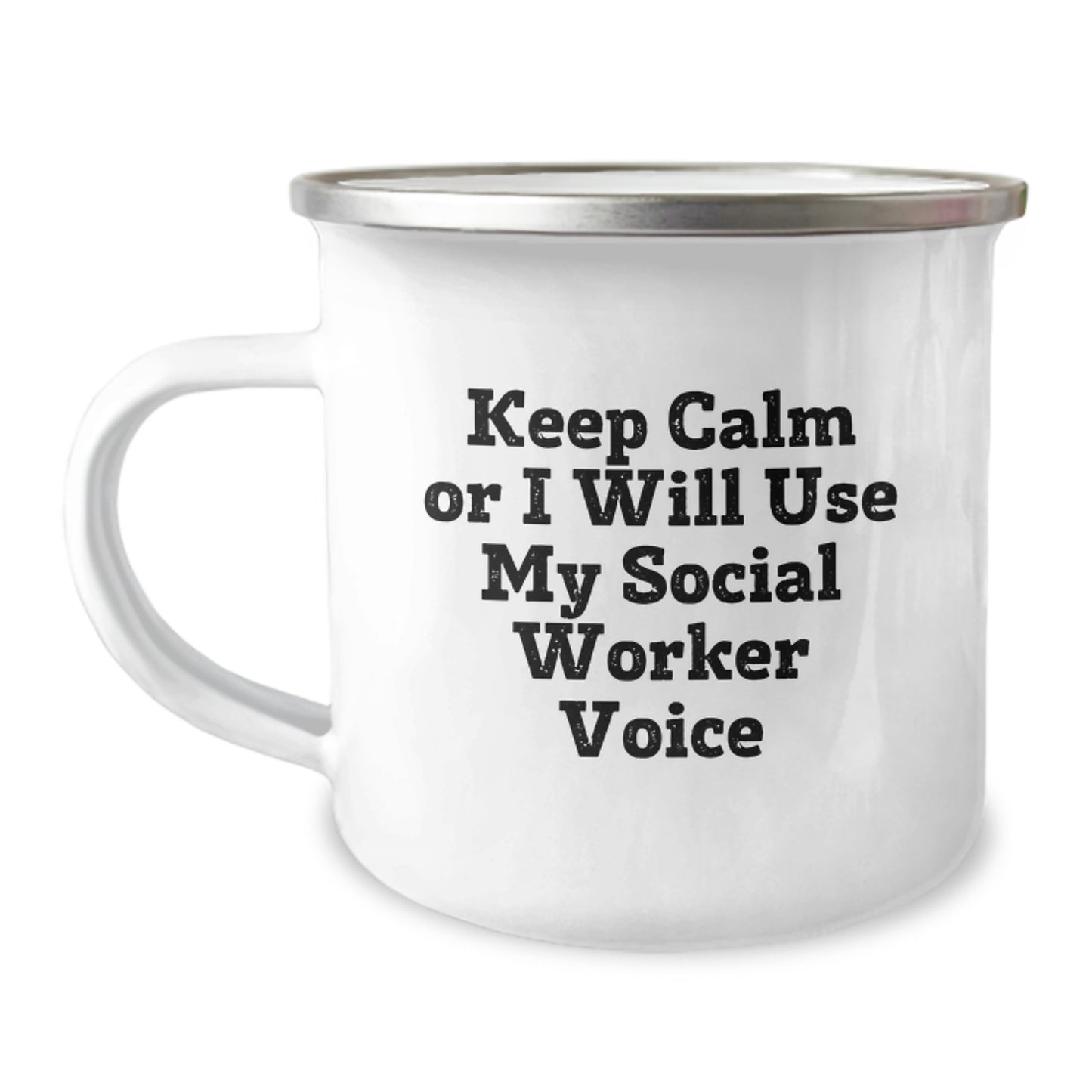 Funny Social Worker Gifts - Keep Calm Or I Will Use My Social Worker Voice Camping Mug for Birthday, Gifts from Friends, Gifts for Social Workers - Image 1