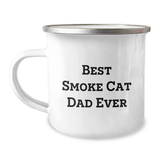 Funny Smoke Cat Dad Ever Gifts for Men Friends Family - 12 oz Camping Mug - Image 1