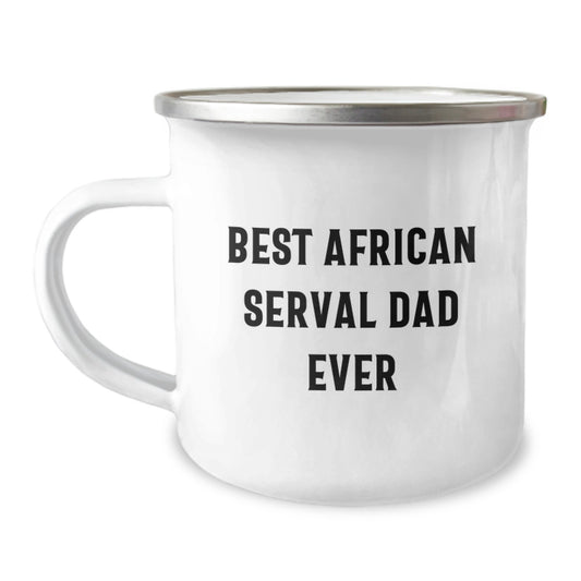 African Serval Cat Camping Mug, Best Dad Ever, Funny Quote Gifts for Men, Women, Friends, Coworkers, Family, Birthday Unique Presents from Friends, Family - Image 1