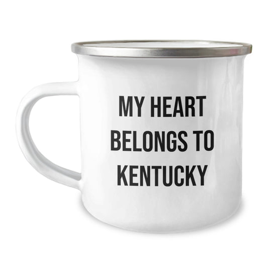 Kentucky Lovers Gifts from Friends to Family, 'My Heart Belongs To Kentucky' Funny Camping Mug, Birthday Unique Gifts for Kentucky Enthusiasts - Image 1