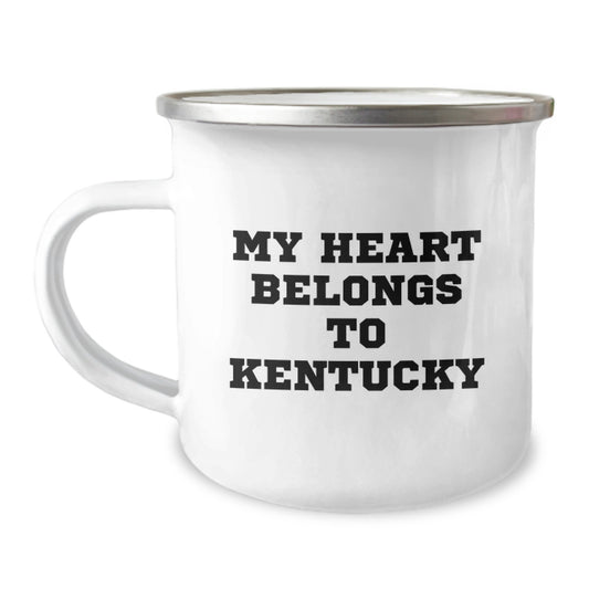 Kentucky Love Gifts from Family to Friends - My Heart Belongs To Kentucky, Birthday Unique Gifts for Men Women, Camping Mug with Inspirational Quote - Image 1