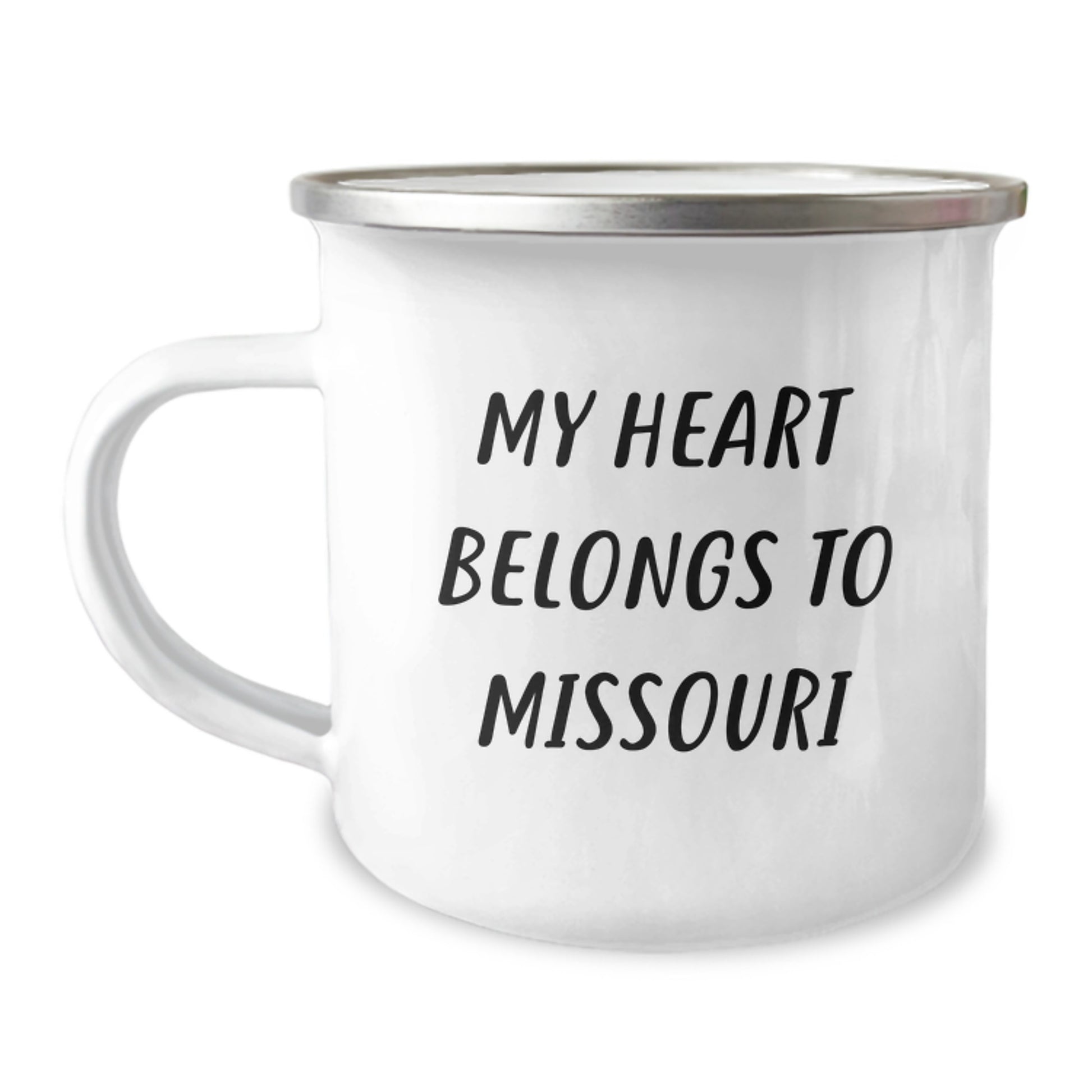 Missouri Camping Mug, 'My Heart Belongs To Missouri', Funny Quote Gifts from Friends, Unique Birthday Unique Gifts for Missouri Enthusiasts, Camping Mugs Gifts for Men, Women - Image 1