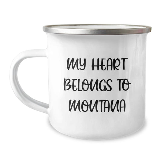 Montana Lovers' Funny Camping Mug Gifts from Friends to Family, 'My Heart Belongs To Montana' Quote, Perfect Birthday Unique Gifts - Image 1