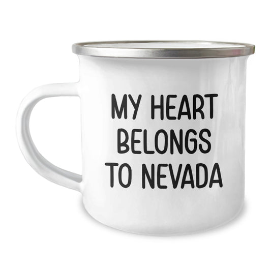 Funny Nevada Camping Mug Gifts for Friends from the Heart, 'My Heart Belongs To Nevada', Birthday Unique Gifts - Image 1