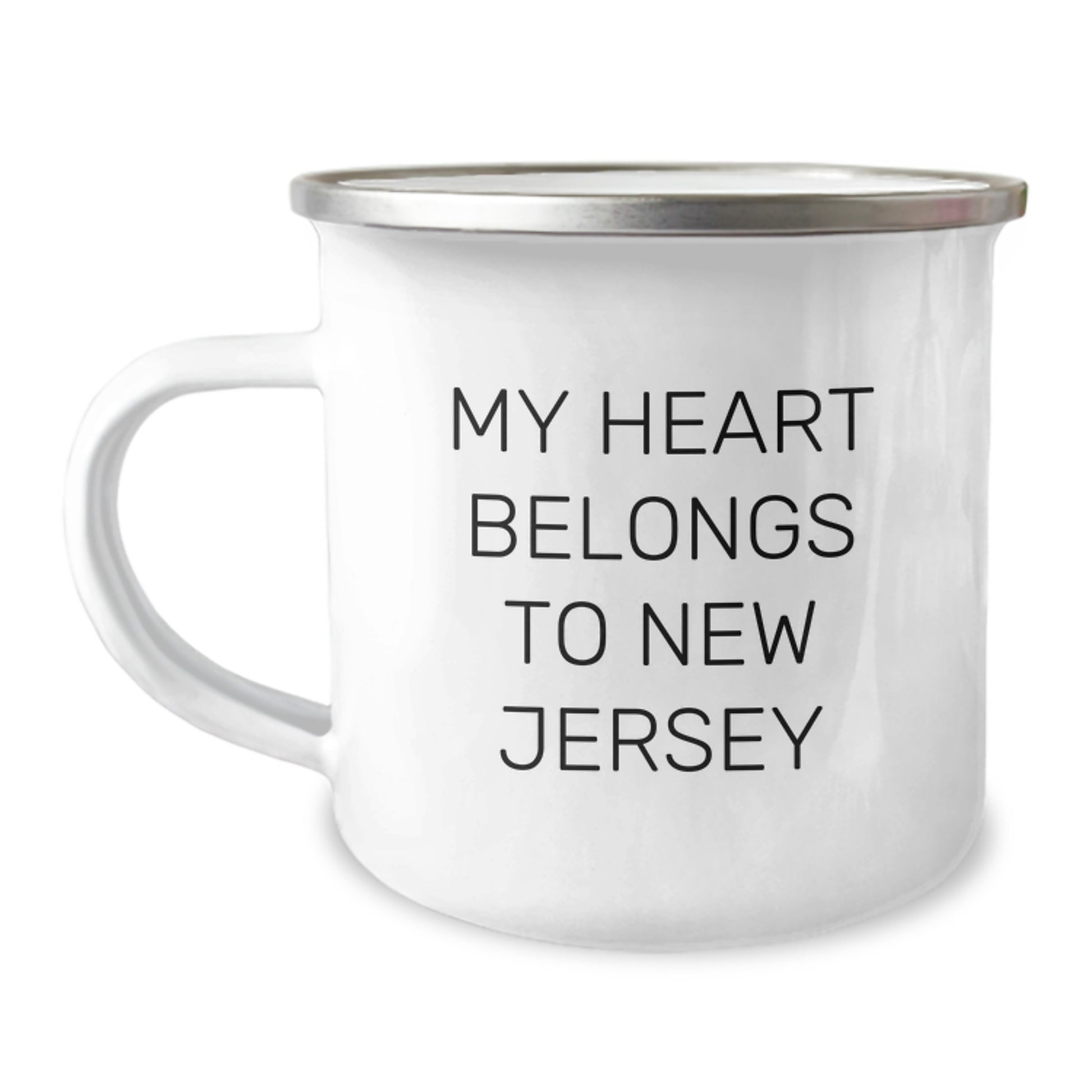 New Jersey Lovers Camping Mug, Funny Quote 'My Heart Belongs To New Jersey', Gifts for Men, Women, Friends from Family on Birthday - Image 1