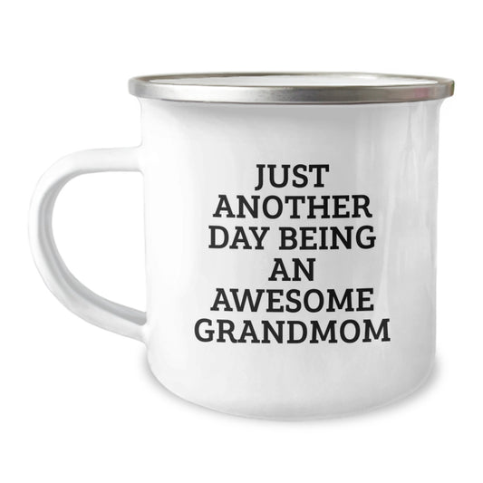 Funny Grandmom Gifts - Just Another Day Being An Awesome Grandmom Christmas Camping Mug For Grandma - Image 1