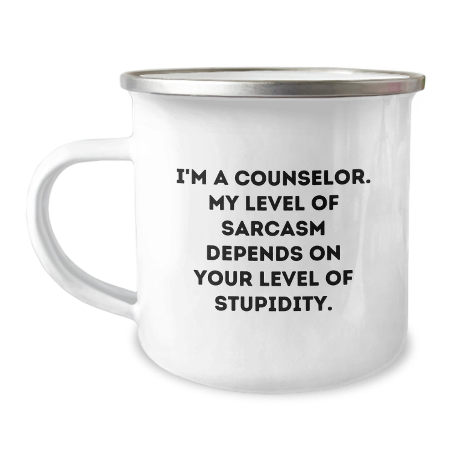 Counselor Gifts from Friends - Funny Quote Camping Mug for Graduation - 12 oz Stainless Steel with Enamel Finish - Image 1