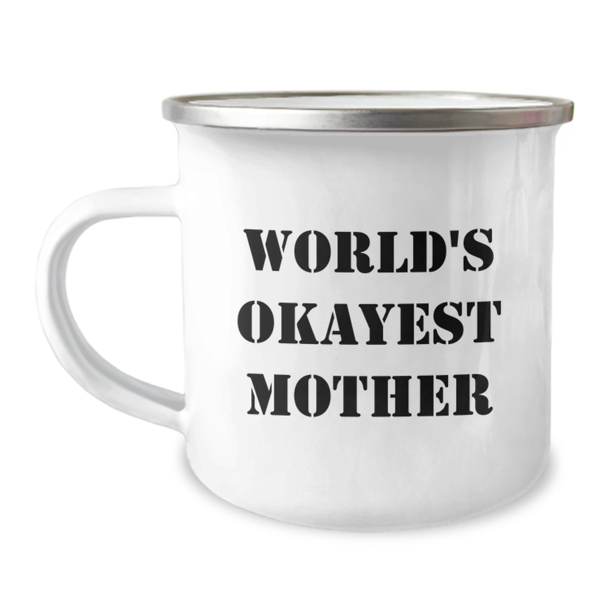 Funny Mom Gifts, World's Okayest Mother Camping Mug, Birthday Unique Gifts from Friends to Family - Image 1