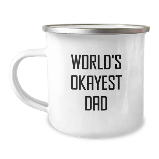 Funny Dad Gifts, World's Okayest Dad Camping Mug, Birthday Unique Presents from Family to Dad - Image 1