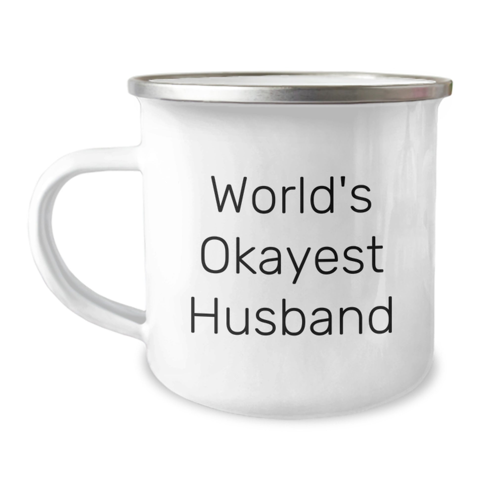 Husband Gifts - World's Okayest Husband Funny Camping Mug, Birthday Unique Gifts from Men to Husband, Husband's Favorite Camping Mug - Image 1