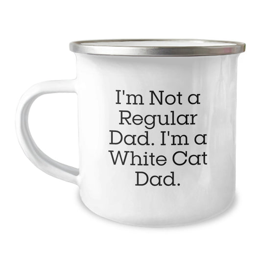 Funny White Cat Dad Stainless Steel Camping Mug, Unique Gifts from Dad to White Cat Lover, Christmas Unique Gifts for Men, Women, Friends, Family, and Coworkers - Image 1