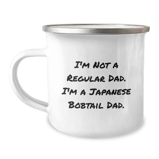 Japanese Bobtail Cat Lover Camping Mug, Funny Quote I'm Not A Regular Dad, Unique Christmas Unique Gifts for Japanese Bobtail Cat Enthusiasts, Dad Gifts from Son, Daughter, Friends, Family - Image 1