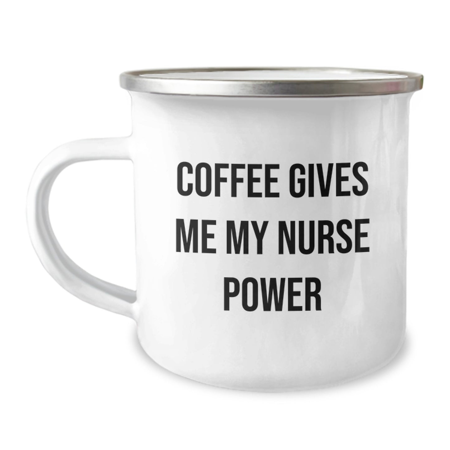 Funny Nurse Gifts for Graduation, 'Coffee Gives Me My Nurse Power' Camping Mug, 12 oz Stainless Steel with Enamel Finish, Gifts from Friends to Nurses - Image 1