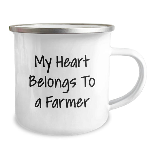 Funny Farmer Camping Mug, Unique Gifts for Farmers, My Heart Belongs To A Farmer, Christmas Unique Gifts from Friends and Family - Image 2