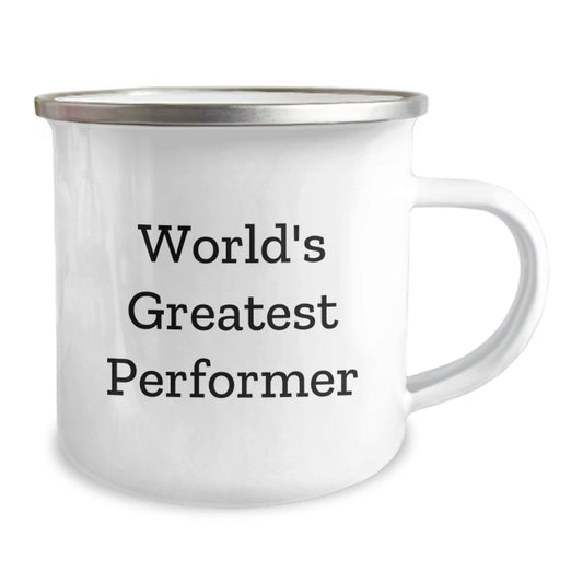 Funny World's Greatest Performer Gifts for Men Friends - Camping Mug, 12 oz Stainless Steel Enamel Print - Image 2