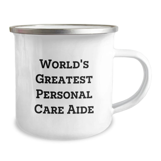 Funny Graduation Unique Gifts for Personal Care Aide from Friends - 'World's Greatest' Camping Mug, 12 oz Stainless Steel with Enamel Finish - Image 2