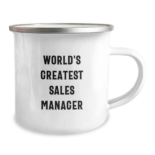 Funny World's Greatest Sales Manager Gifts for Graduation - 12 oz Camping Mug, Stainless Steel with Enamel Finish, Gifts from Friends to Sales Manager - Image 2