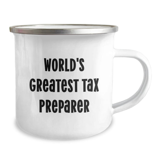 Funny Tax Preparer Gifts for Men - World's Greatest Tax Preparer Quote, Custom Camping Mug, Stainless Steel with Enamel Finish, Unique Christmas Unique Gifts for Friends, Family - Image 2