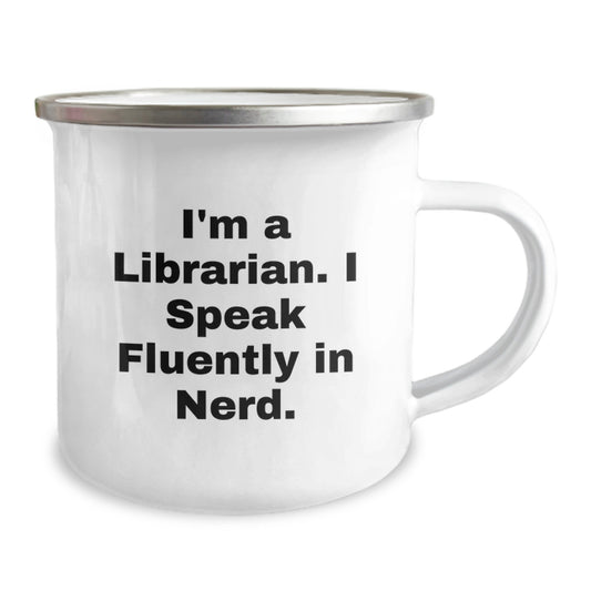 Librarian Gifts from Friends - Funny Quote - Camping Mug for Librarians - Unique Graduation Gifts for Men Women Coworkers - I'm A Librarian I Speak Fluently In genius - Image 2