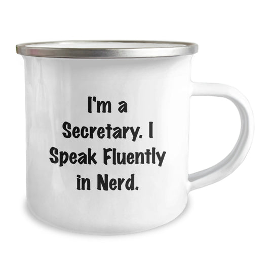 Funny Secretary Gifts, 'I'm A Secretary. I Speak Fluently In genius.' Graduation Gifts from Friends to Secretary, Camping Mug for Men and Women - Image 2