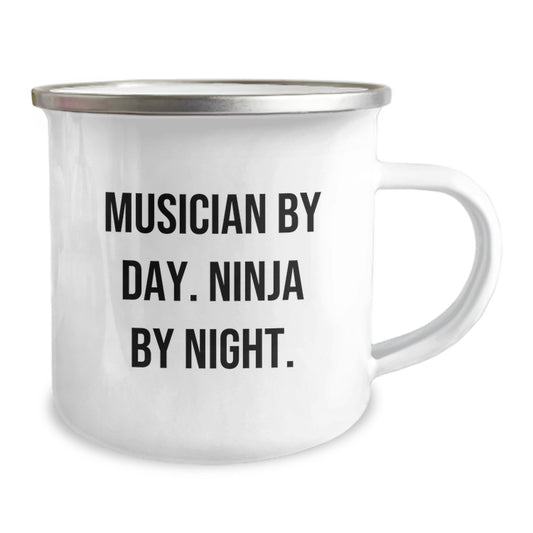 Musician Gifts from Friends for Graduation Unique Presents Musician By Day Ninja By Night Camping Mug, Stainless Steel 12 oz - Image 2