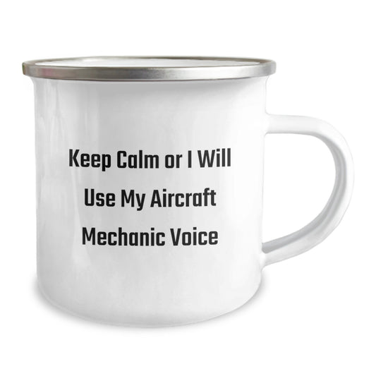 Funny Aircraft Mechanic Gifts from Friends - Keep Calm Or I Will Use My Aircraft Mechanic Voice - Perfect Valentine's Unique Gifts for Aircraft Mechanic Men - Image 2