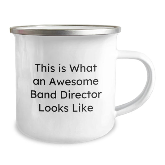 Funny Band Director Gifts from Friends, 'This Is What An Awesome Band Director Looks Like' Enamel Camping Mug for Graduation - Image 2