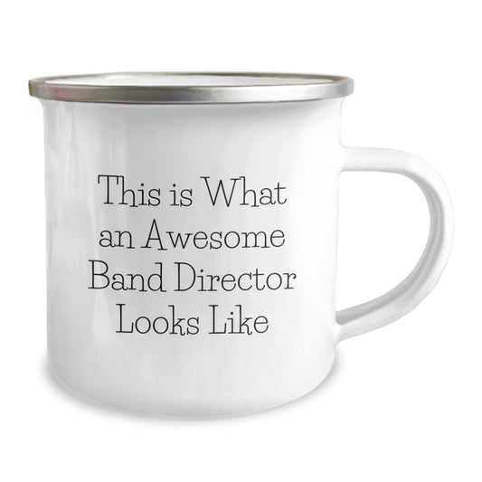Funny Band Director Gifts from Men - Camping Mug for Awesome Band Directors on Graduation, 'This Is What An Awesome Band Director Looks Like' Quote, 12 oz Stainless Steel with Enamel Finish - Image 2