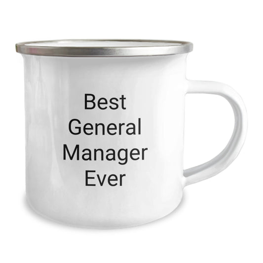 Funny General Manager Gifts from Friends - Best General Manager Ever Camping Mug for Graduation - 12 oz Stainless Steel with Enamel Finish, Hand Wash Recommended, Permanent Printing - Image 2