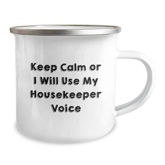 Funny Housekeeper Gifts for Women, Keep Calm Or I Will Use My Housekeeper Voice Birthday Unique Gifts from Friends and Family - Image 2