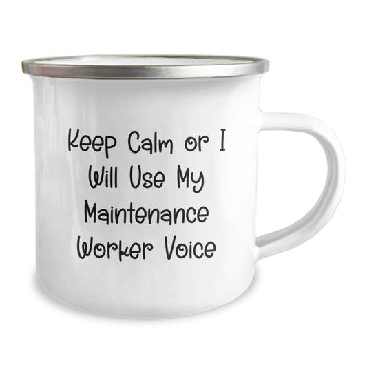 Funny Maintenance Worker Gifts from Men to Maintenance Worker - Keep Calm Or I Will Use My Maintenance Worker Voice Camping Mug for Mother's Day Unique Gifts - Image 2
