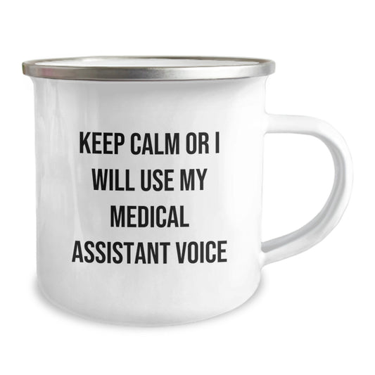Funny Medical Assistant Gifts for Men, Keep Calm Or I Will Use My Medical Assistant Voice Christmas Unique Mugs from Friends - Image 2