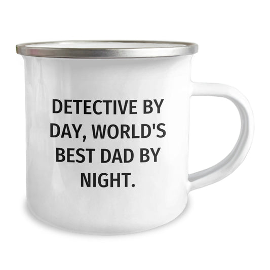 Funny Detective Gifts for Men by Day, World's Best Dad by Night Camping Mug, Unique Christmas Unique Gift for Husbands, Sweethearts, Friends, and Family - Image 2