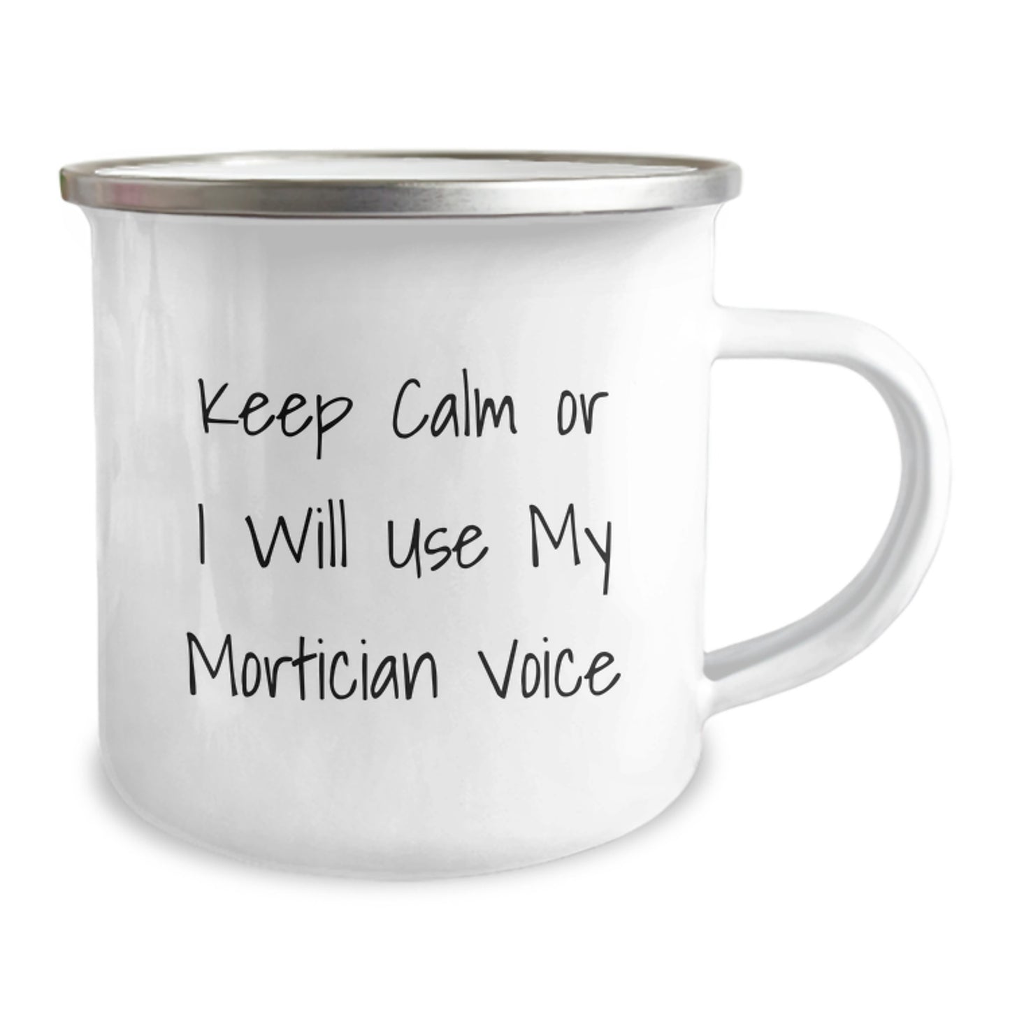 Funny Mortician Gifts from Men to Mortician Friends, Keep Calm Or I Will Use My Mortician Voice, Christmas Unique Mugs for Camping - Image 2