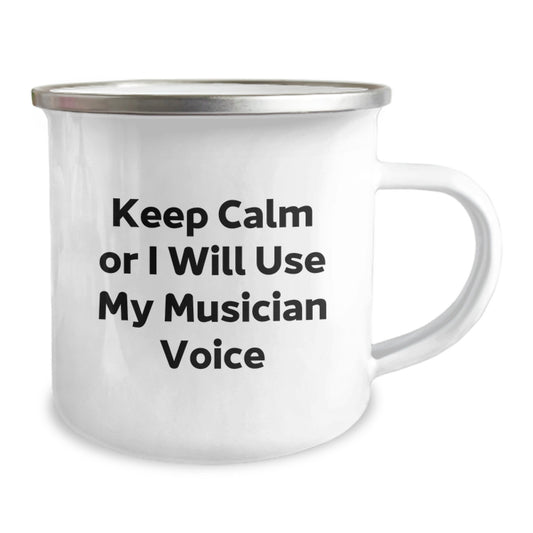 Funny Musician Gifts from Friends, Christmas Unique Musician Mugs, 'Keep Calm Or I Will Use My Musician Voice', Camping Mug for Musician Men - Image 2