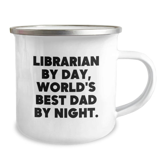 Librarian Gifts for Him, Funny Camping Mug, Librarian By Day, World's Best Dad By Night., Birthday Unique Gifts from Men to Librarian - Image 2