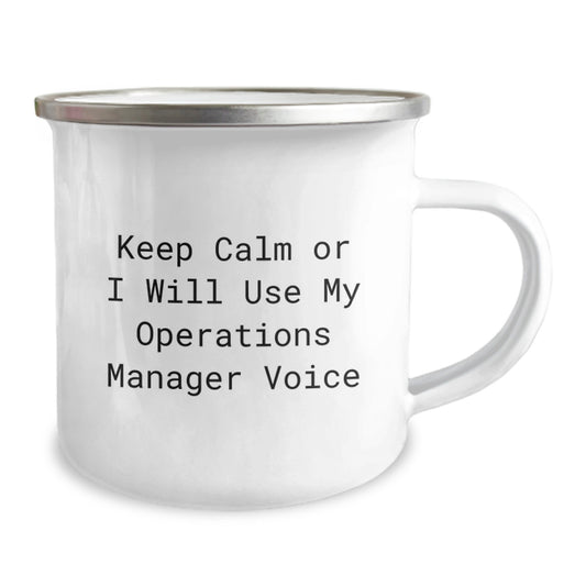 Funny Operations Manager Gifts from Men to Operations Manager Mom on Mother's Day, Camping Mug with Keep Calm Or I Will Use My Operations Manager Voice, Unique Gift Ideas for Men and Women - Image 2