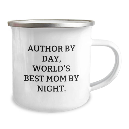 Funny Author Gifts from Friends for Author - Birthday Unique Camping Mug 'Author By Day, World's Best Mom By Night.' - Image 2