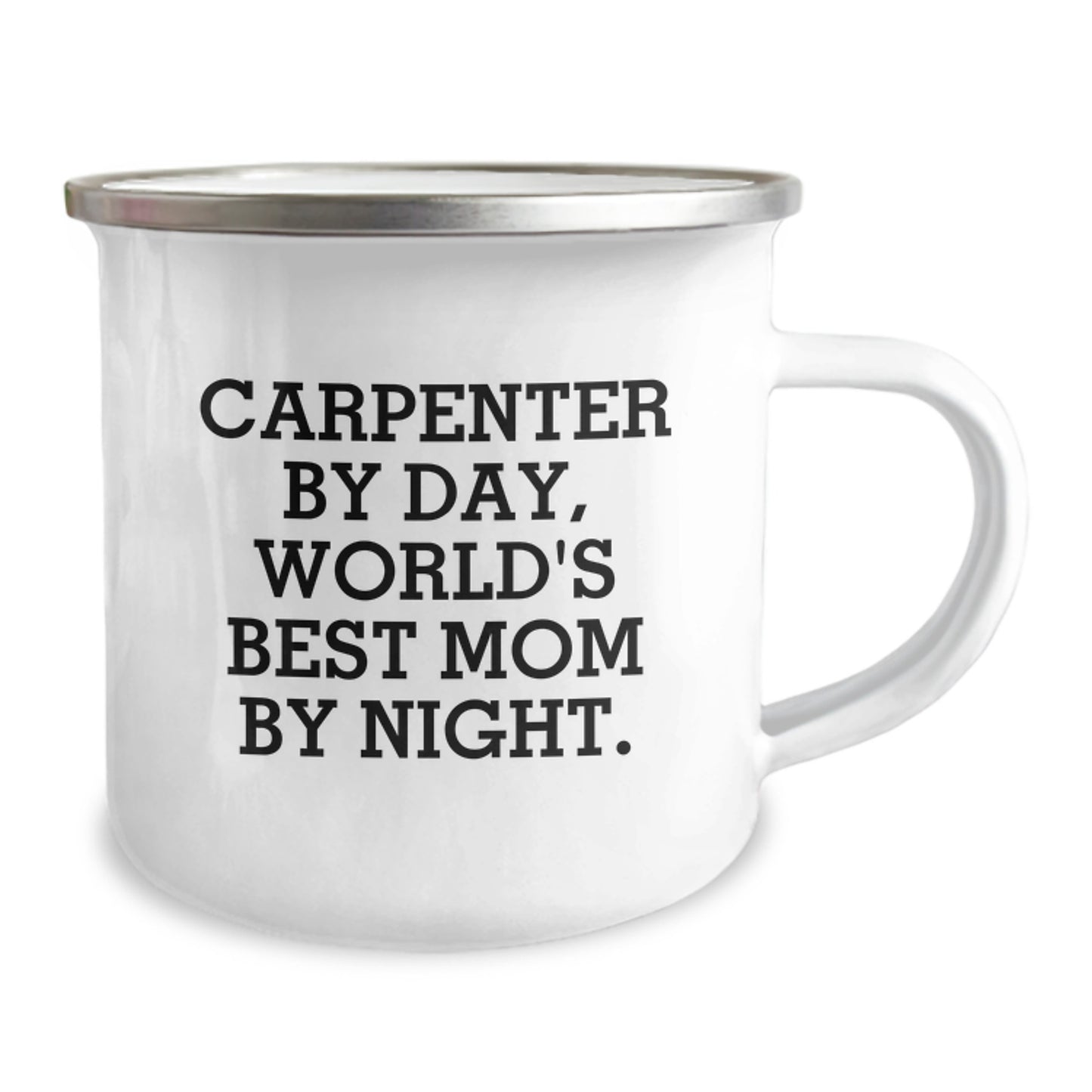 Carpenter Gifts, Funny Camping Mug, Birthday Treats from Mom, 'Carpenter By Day, World's Best Mom By Night.' - Image 2