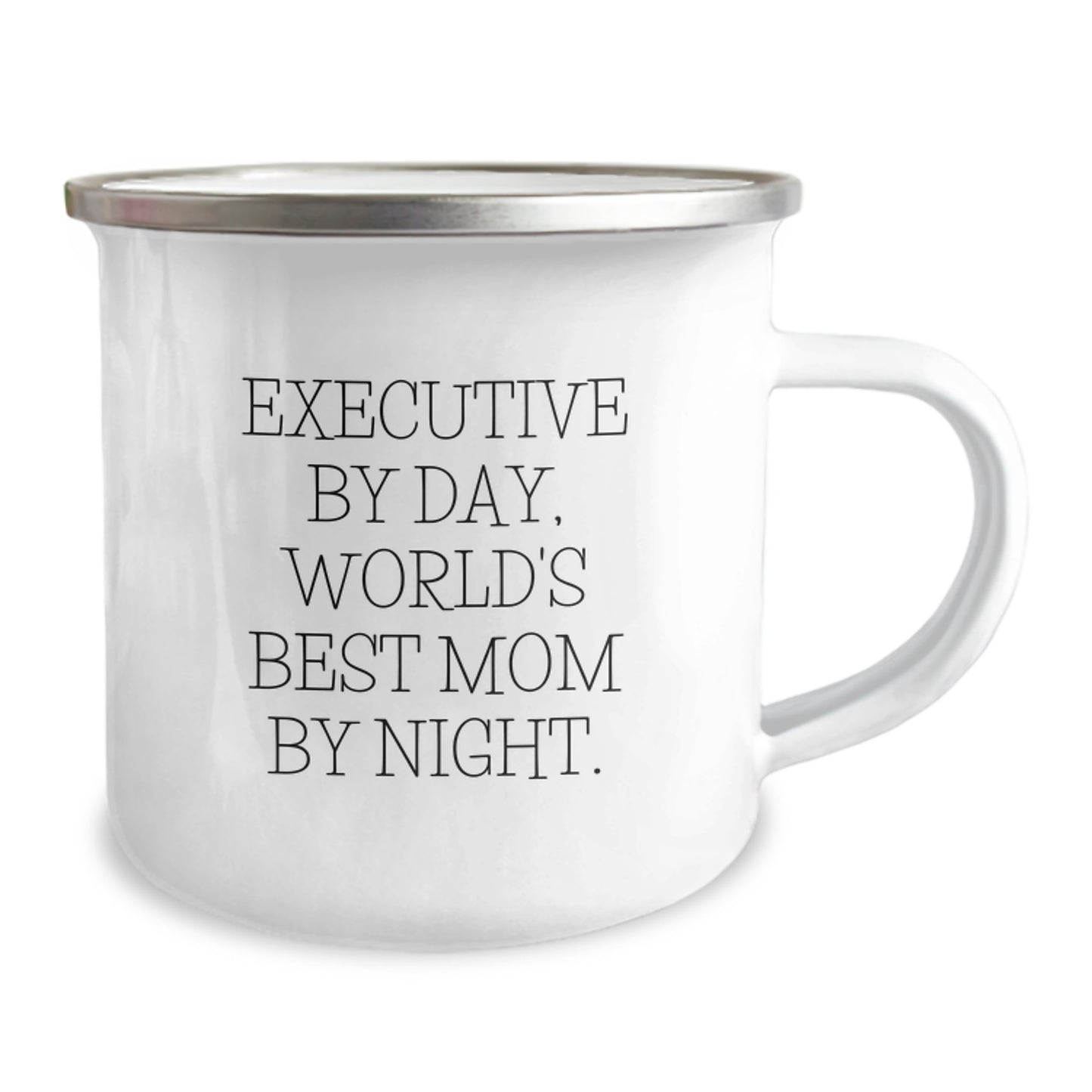 Executive Gifts for Him, Unique Camping Mug for Dad - 'Executive By Day, World's Best Mom By Night.' Funny Quote, Stainless Steel with Enamel Finish, Ideal Gift for Christmas - Image 2