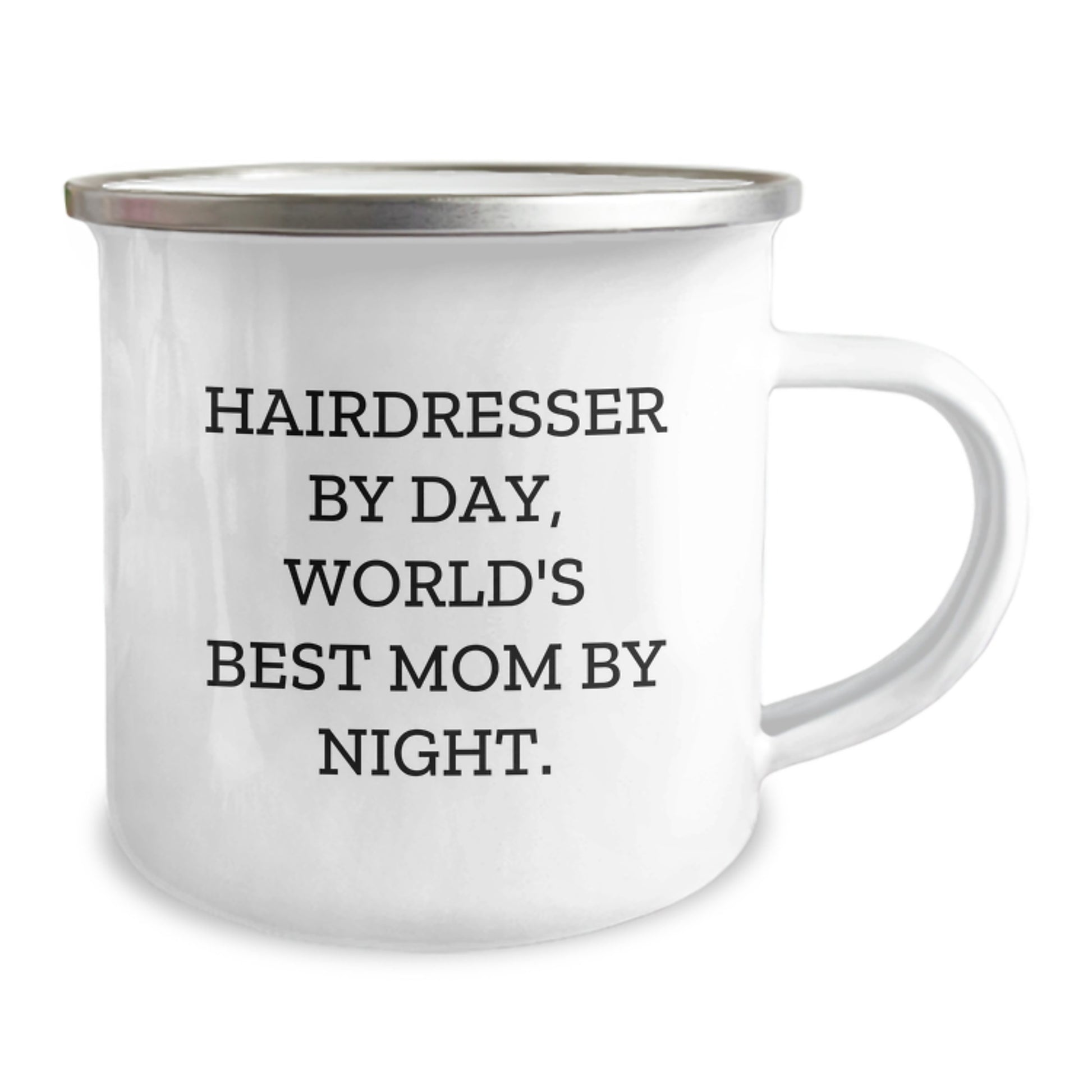 Hairdresser Gifts from Men to Hairdresser - Camping Mug for Graduation - 'Hairdresser By Day, World's Best Mom By Night.' Funny Quote - Image 2