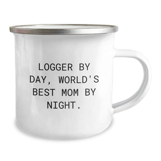 Logger Gifts by Day, World's Best Mom by Night Funny Camping Mug for Logger, Graduation, and More Gifts from Mom, Gifts for Logger - Image 2