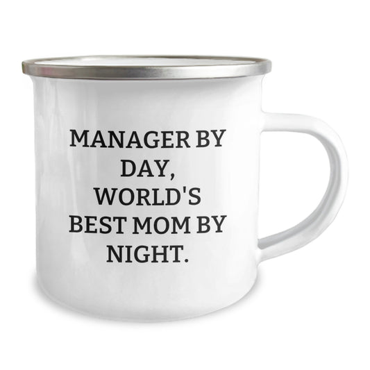 Manager By Day, World's Best Mom By Night. Funny Quote Camping Mug for Graduation Gifts from Family to Manager, Unique Men's Gifts - Image 2