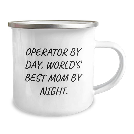 Operator Gifts, Funny Camping Mug, 'Operator By Day, World's Best Mom By Night.' - Gifts from Mom for Operator on Birthday - Image 2