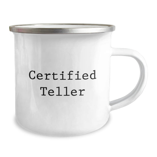 Funny Teller Gifts from Friends - Birthday Unique Gifts for Teller Certified Teller Camping Mug, 12 oz - Image 2