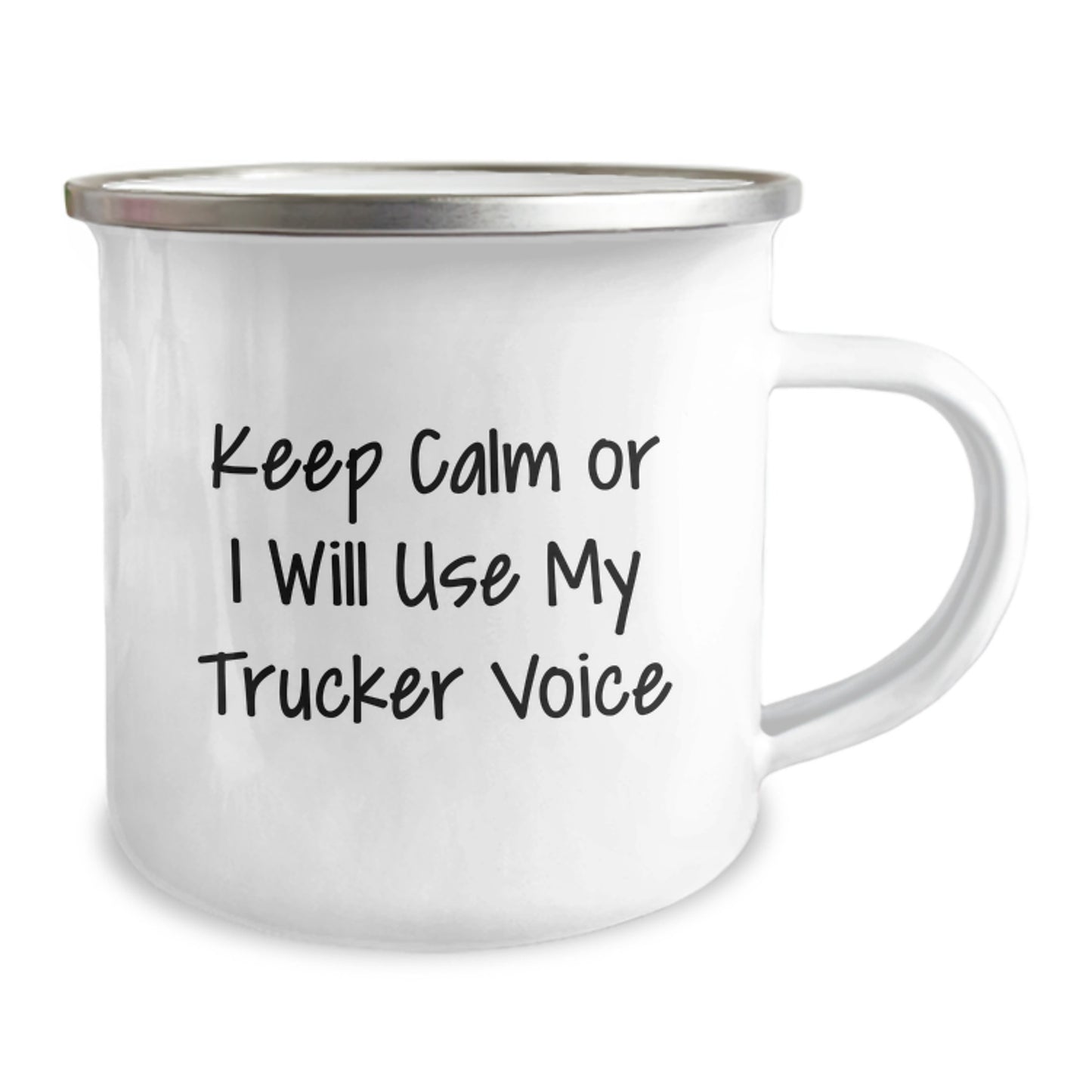 Funny Trucker Gifts from Men for Christmas Unique Trucker Camping Mug - Keep Calm Or I Will Use My Trucker Voice - Image 2