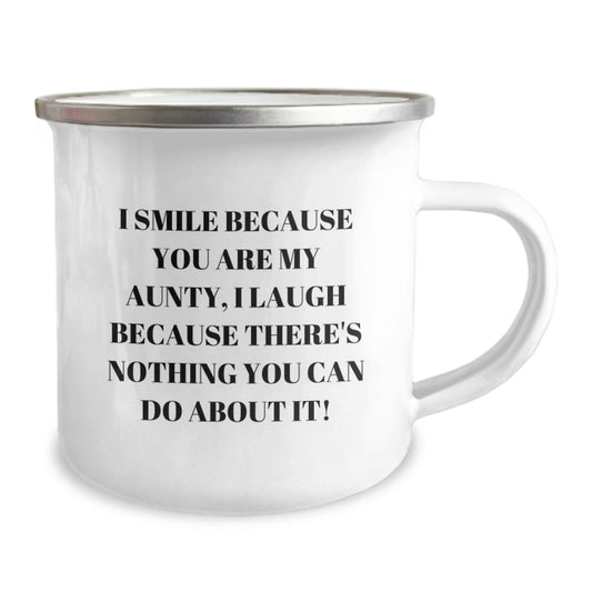 Funny Aunty Gifts, Gifts from Family to Aunty, Aunty Camping Mug, I Smile Because You Are My Aunty, Christmas Unique Gifts for Aunty - Image 2
