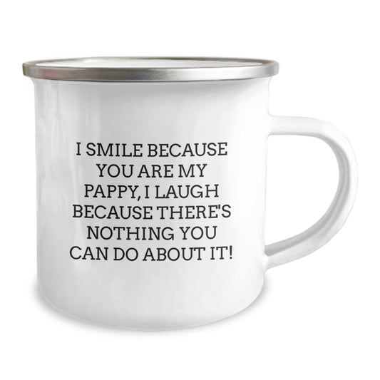 Funny Pappy Gifts from Dad Camping Mug, Perfect for Father's Day Unique Pappy Presents, I Smile Because You Are My Pappy - Men's Dad Pappy Themed Camping Mug - Image 2