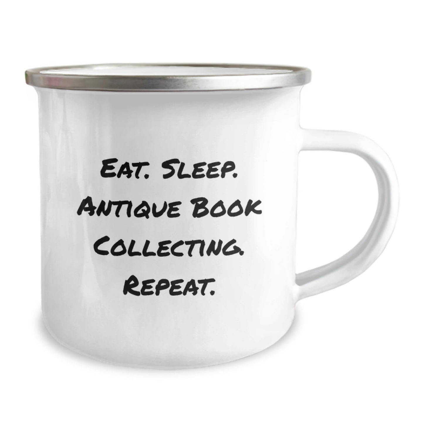 Funny Antique Book Collecting Camping Mug Gifts from Friends for Birthday - Eat. Sleep. Antique Book Collecting. Repeat. - Gifts for Antique Book Collecting Enthusiasts - Image 2